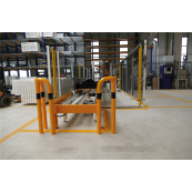 Anti-nudge hoop 90 | equal-sided | steel tube  76 mm | yellow / black | total width: 350 mm | height above ground: 1150 mm | to be fixed by plugs